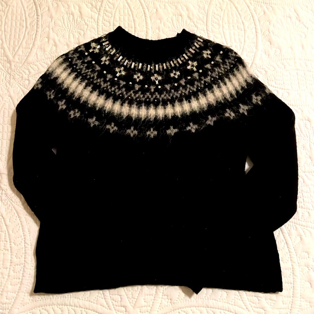 Black and White J. Crew Fair-isle Sweater